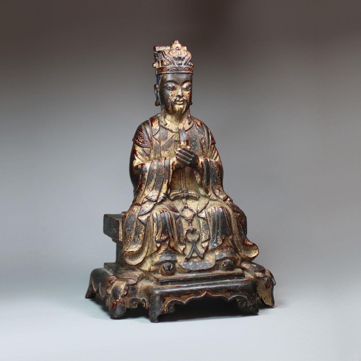 Chinese gilt-lacquer bronze figure of the Daoist deity Wenchang Wang