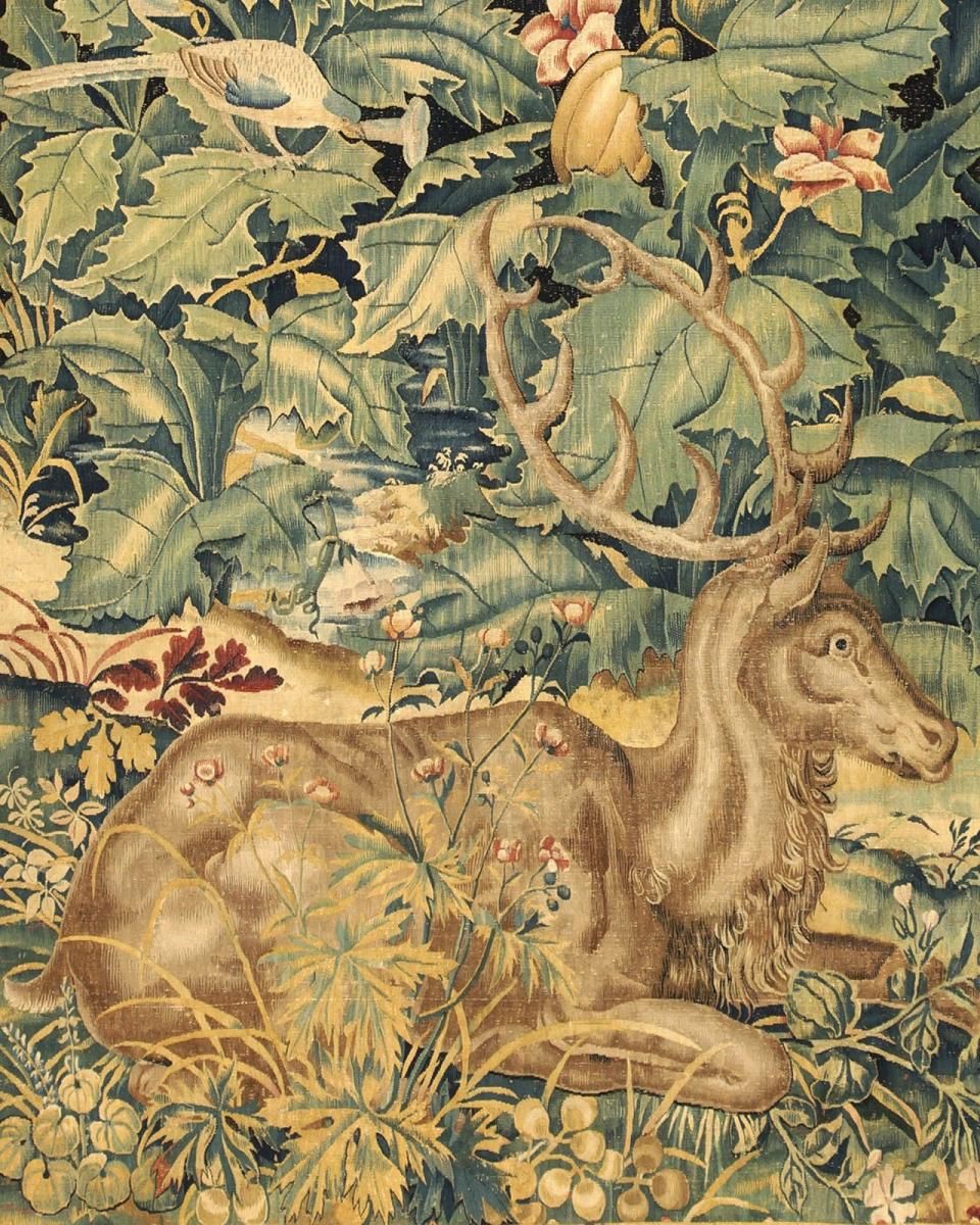 Feuilles de Choux with Stag, Wool and silk, Flemish, probably Enghien, c. 1550 – 1570