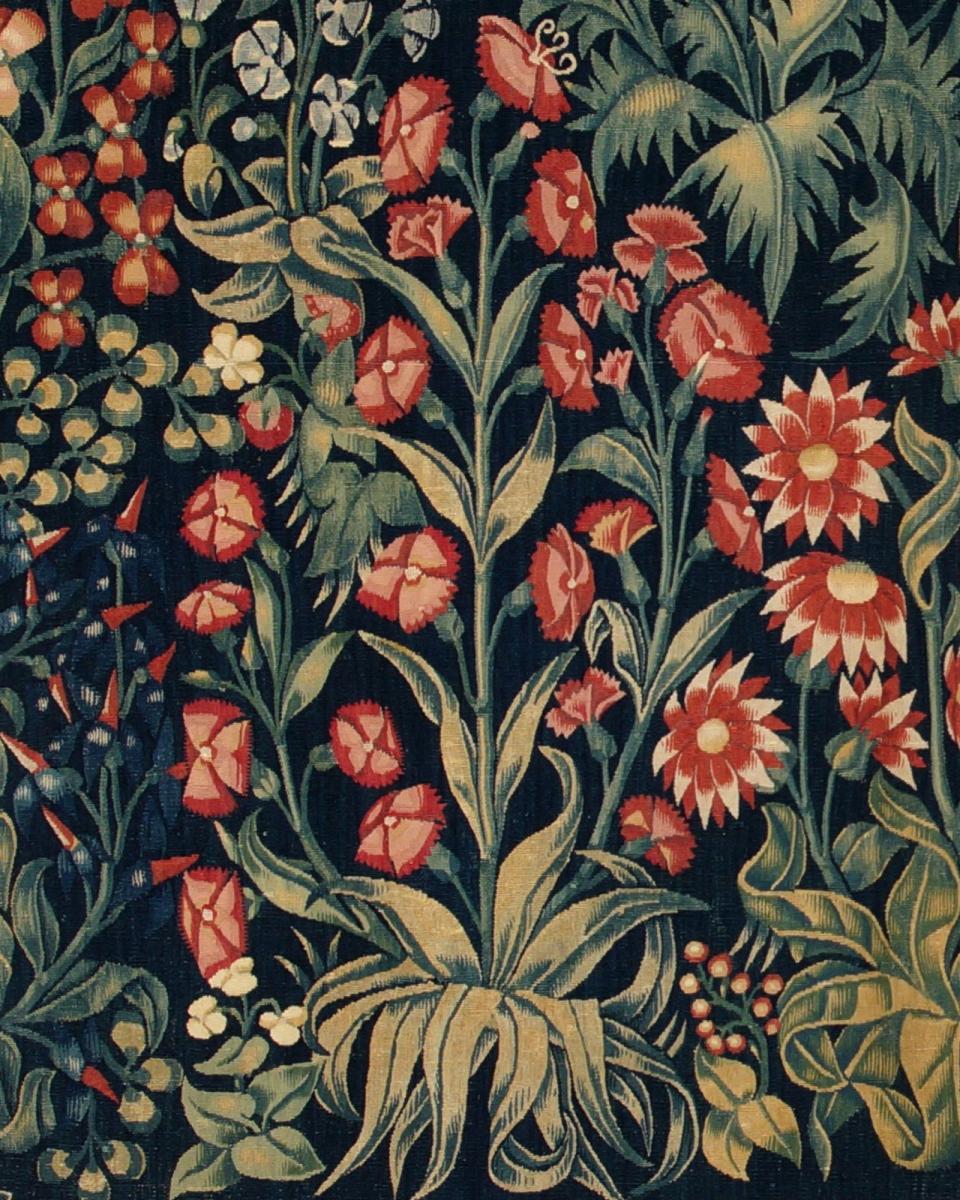 A Millefleurs Tapestry with the coat of arms and initials of Christine de Lechy Wool and silk Flemish, attributed to Bruges,