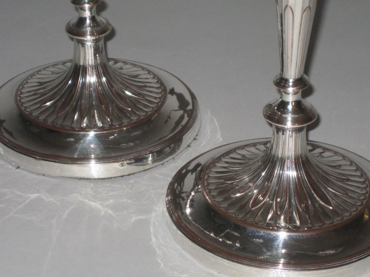 PAIR 18TH CENTURY OLD SHEFFIELD PLATE CANDELABRA. CIRCA 1780.