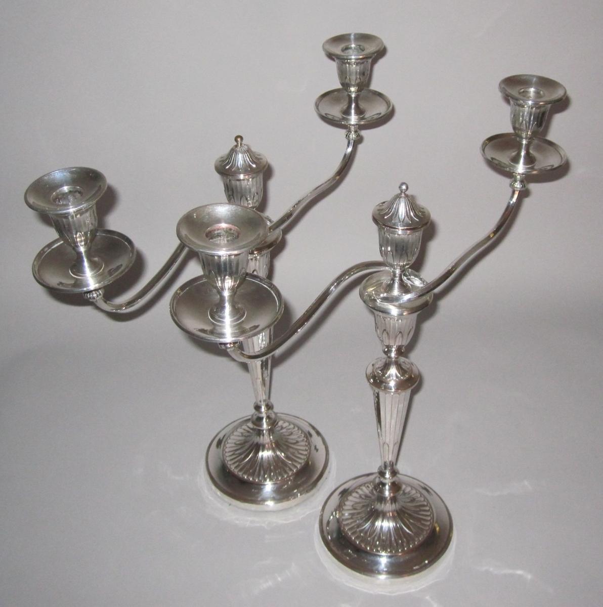 PAIR 18TH CENTURY OLD SHEFFIELD PLATE CANDELABRA. CIRCA 1780.