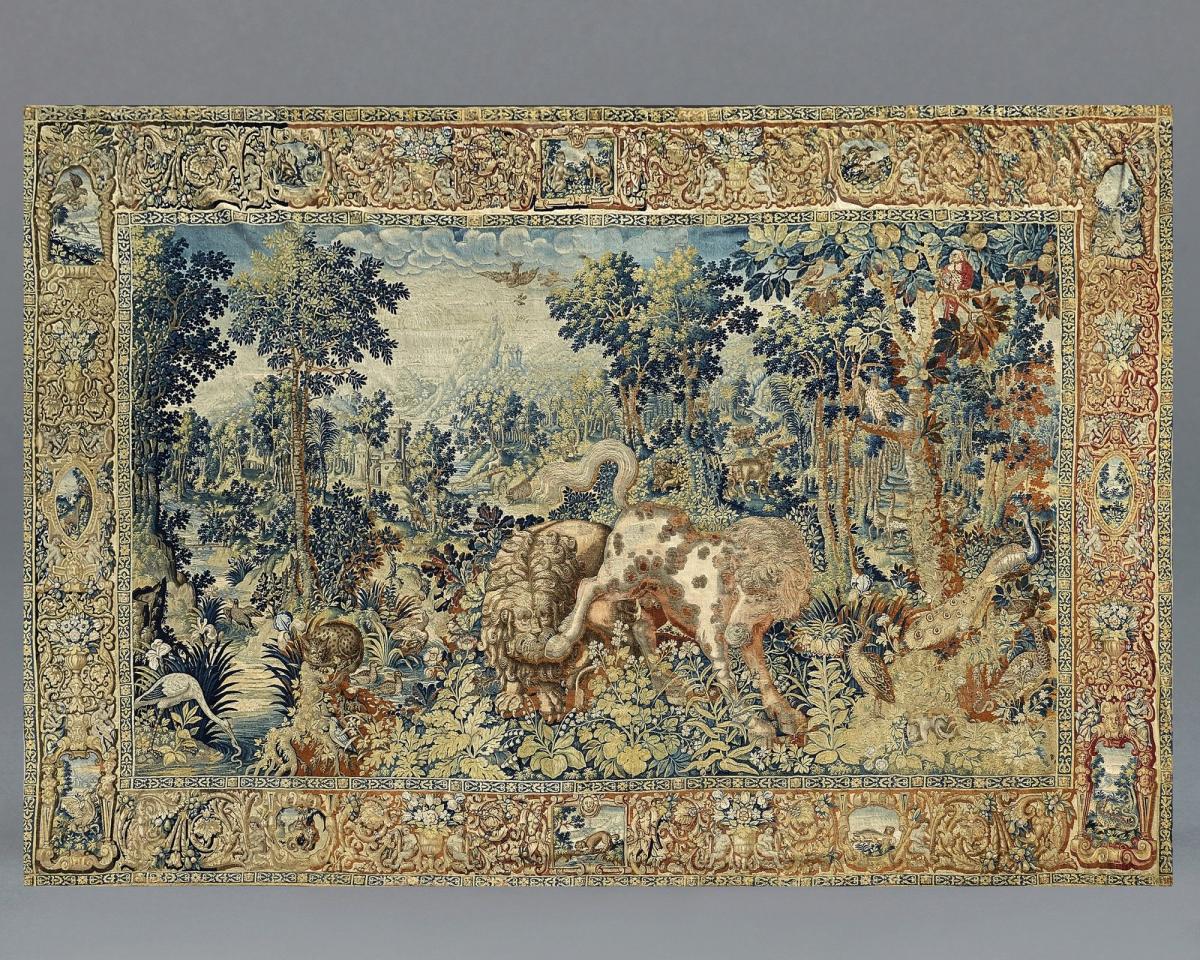 A ‘Pugnae Ferarum’ Tapestry, wool and silk, Flemish, probably Enghien, second half 16th century