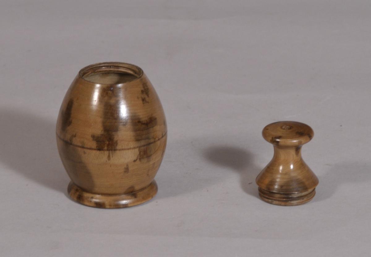 S/3263 Antique Treen 19th Century Sycamore Spice Pot