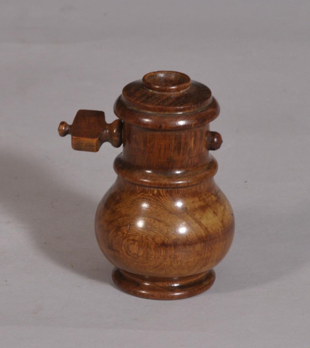 S/3265 Antique Treen 19th Century Fruitwood Spice Grinder