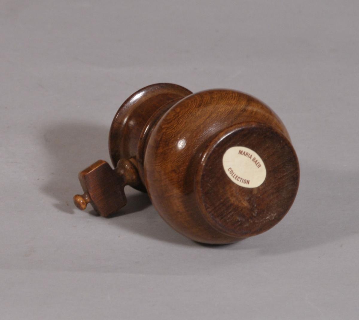 S/3265 Antique Treen 19th Century Fruitwood Spice Grinder