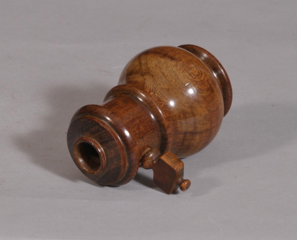 S/3265 Antique Treen 19th Century Fruitwood Spice Grinder