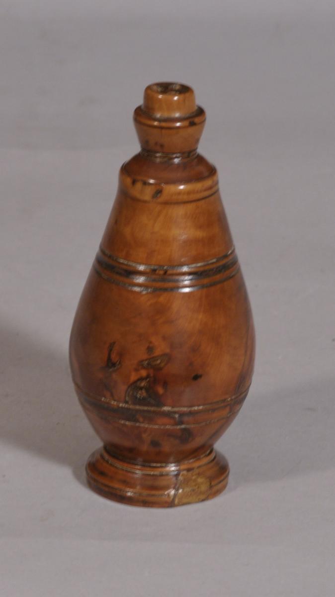 S/3266 Antique Treen Georgian Conical Fruitwood Salt, Pepper or Spice Shaker