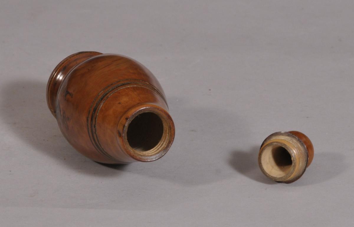 S/3266 Antique Treen Georgian Conical Fruitwood Salt, Pepper or Spice Shaker