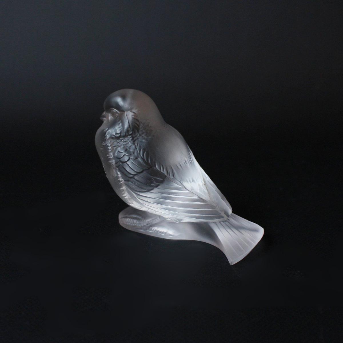 Moineau Fier Lalique Glass Bird Paperweight