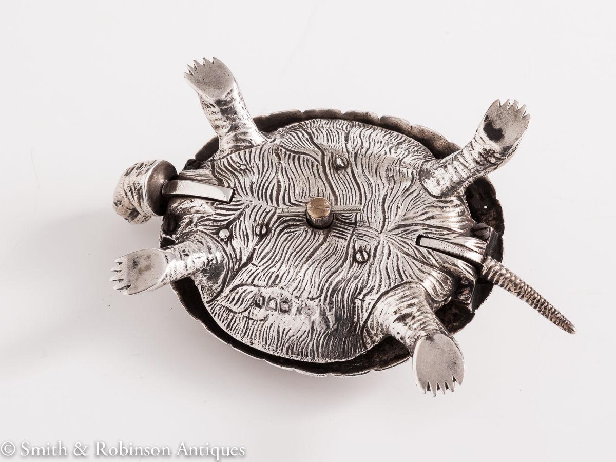 A Novelty Tortoise Silver Bell by Jospeh Braham, 1897