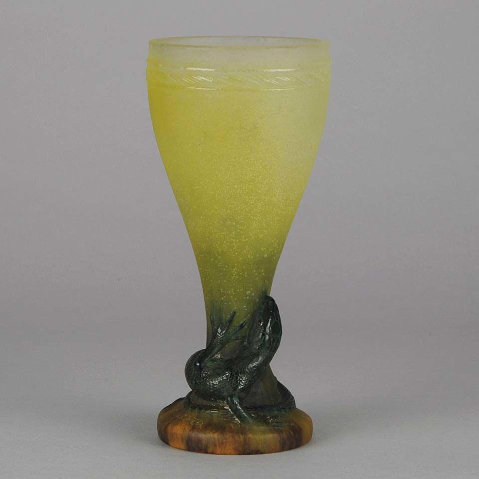Early 20th Century Pate-de-Verre glass "Lizard Vase" by Amalric Walter