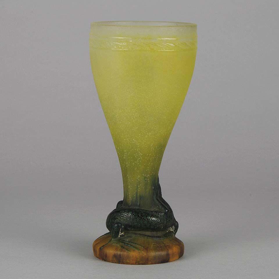 Early 20th Century Pate-de-Verre glass "Lizard Vase" by Amalric Walter