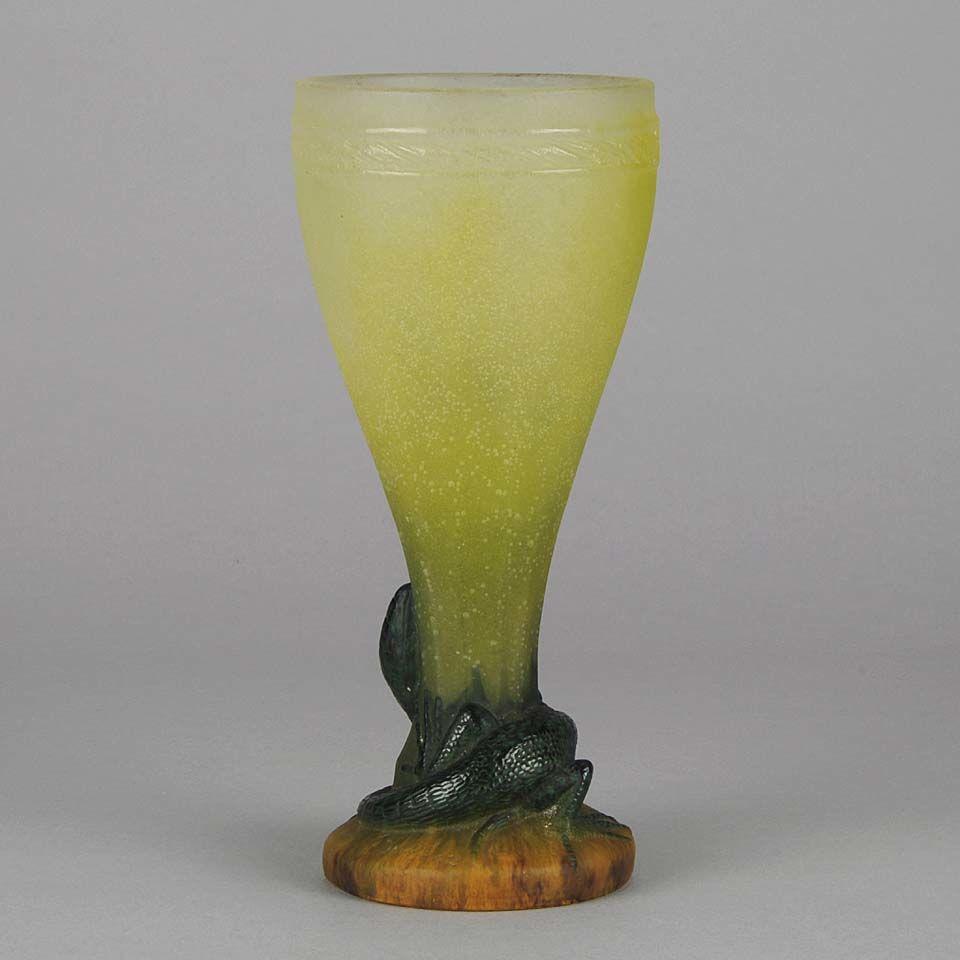 Early 20th Century Pate-de-Verre glass "Lizard Vase" by Amalric Walter