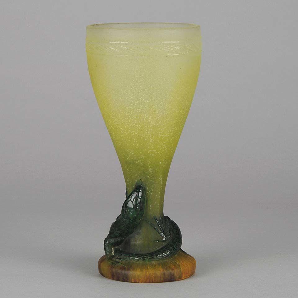 Early 20th Century Pate-de-Verre glass "Lizard Vase" by Amalric Walter