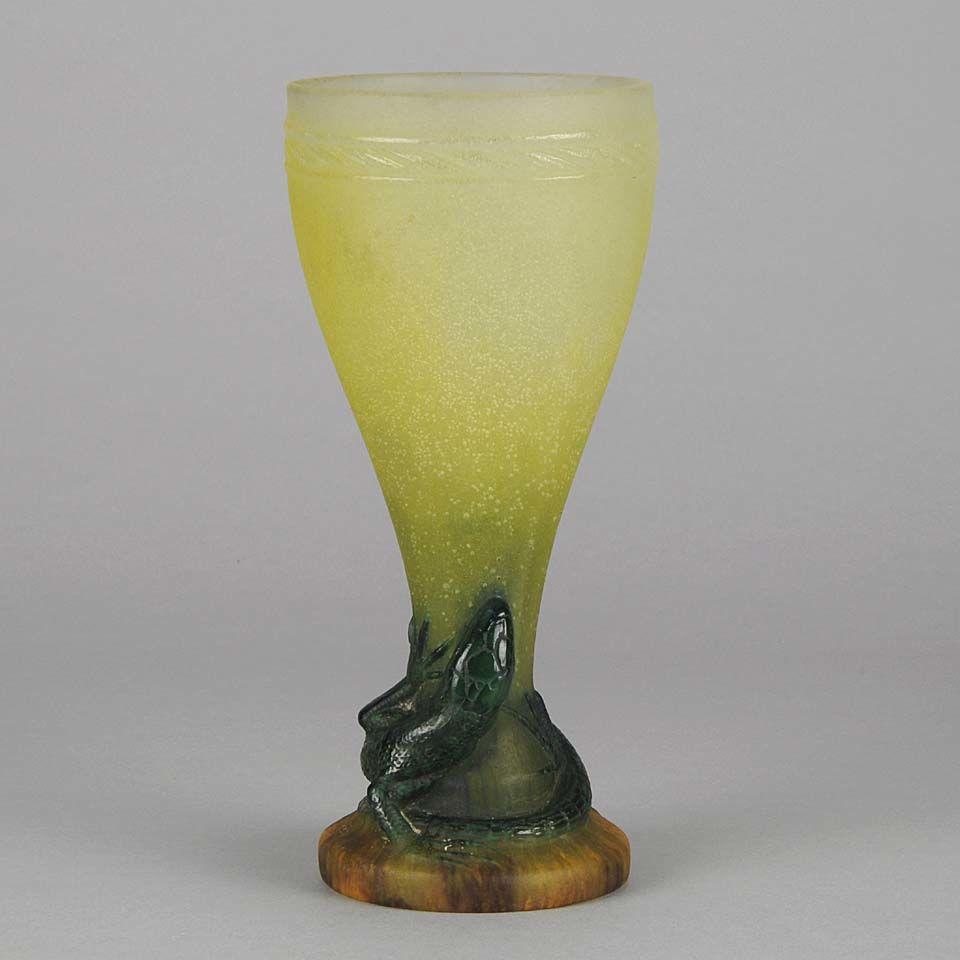 Early 20th Century Pate-de-Verre glass "Lizard Vase" by Amalric Walter