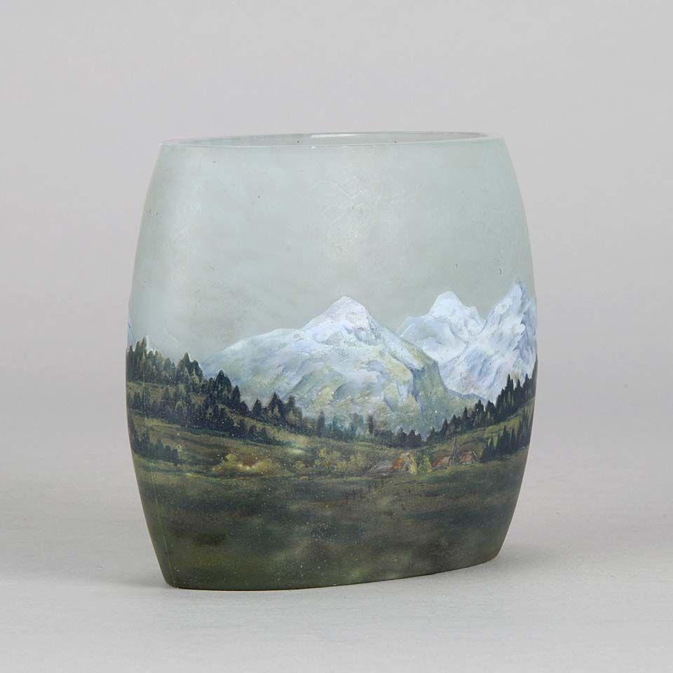 Art Nouveau Cameo Glass Vase "Alpine" by Daum Frères