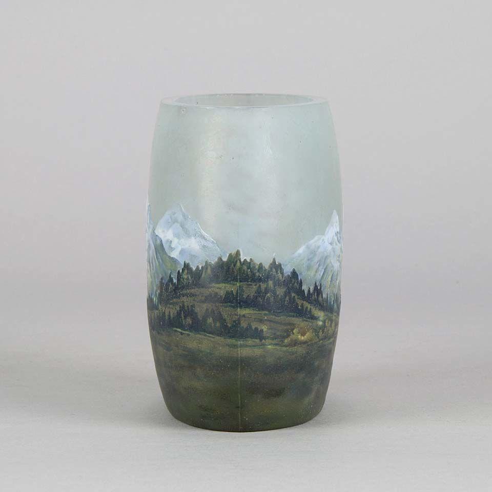 Art Nouveau Cameo Glass Vase "Alpine" by Daum Frères