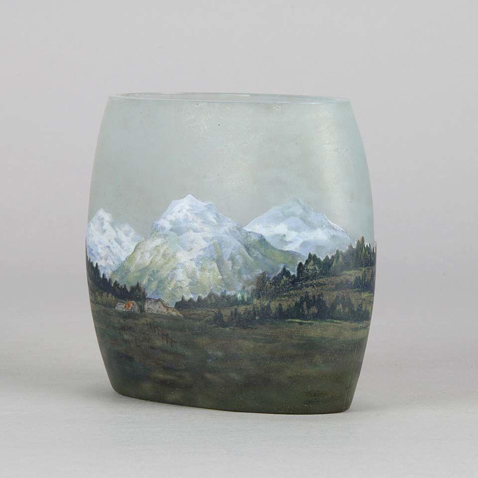 Art Nouveau Cameo Glass Vase "Alpine" by Daum Frères