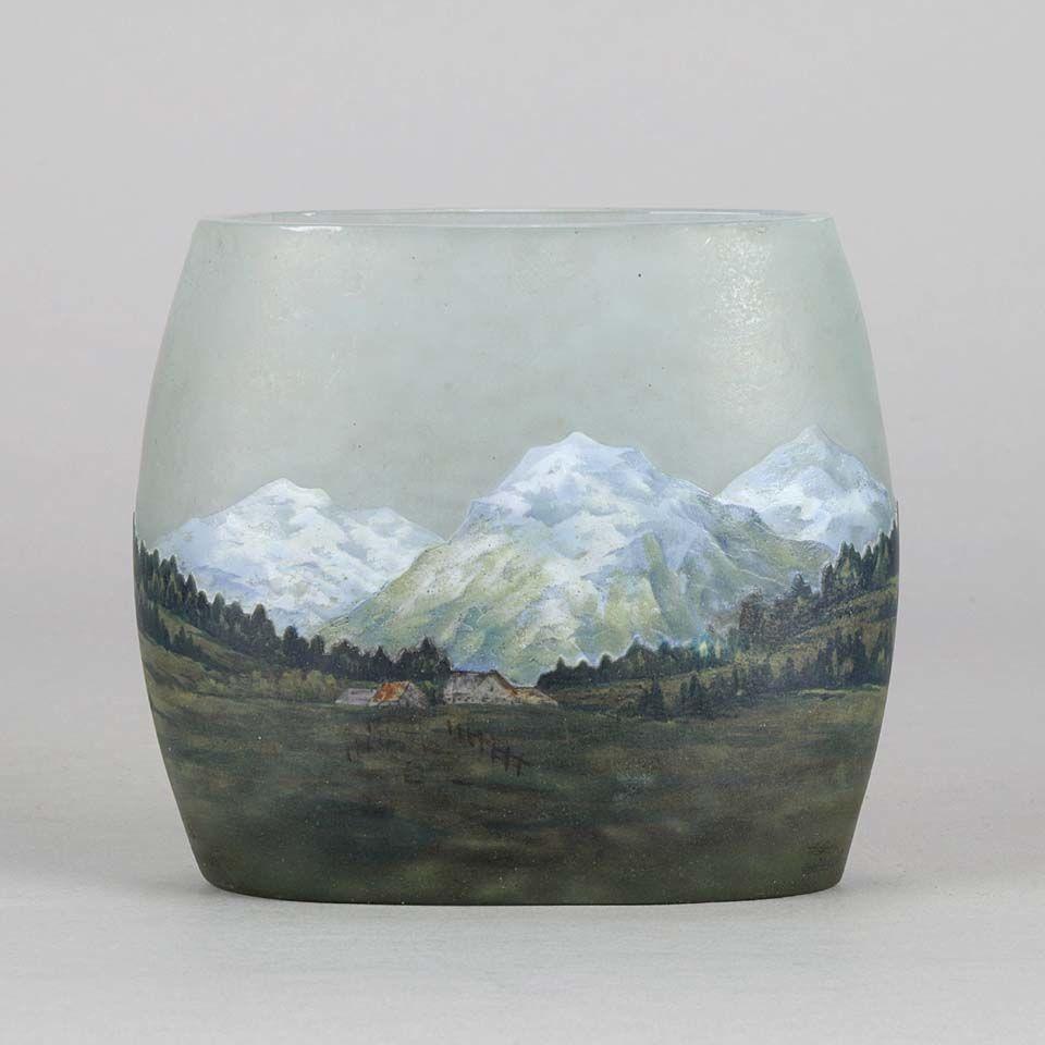 Art Nouveau Cameo Glass Vase "Alpine" by Daum Frères