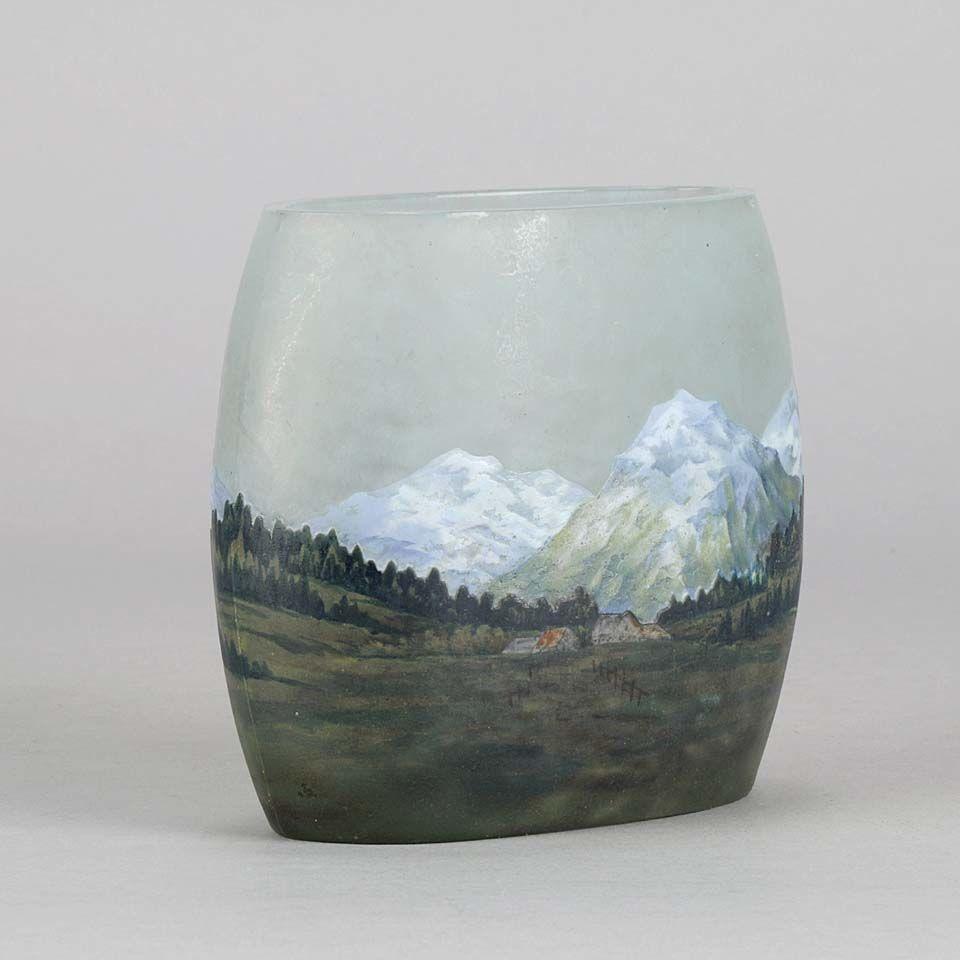 Art Nouveau Cameo Glass Vase "Alpine" by Daum Frères