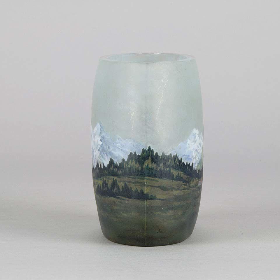 Art Nouveau Cameo Glass Vase "Alpine" by Daum Frères