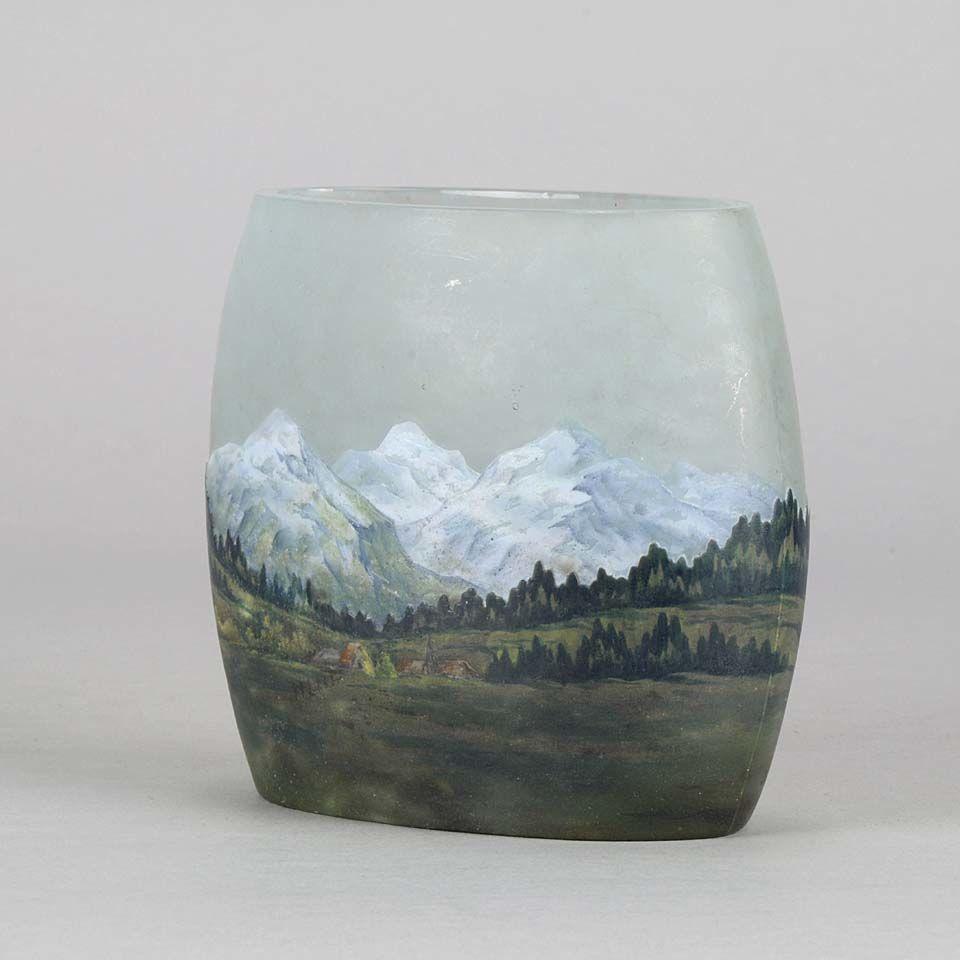 Art Nouveau Cameo Glass Vase "Alpine" by Daum Frères