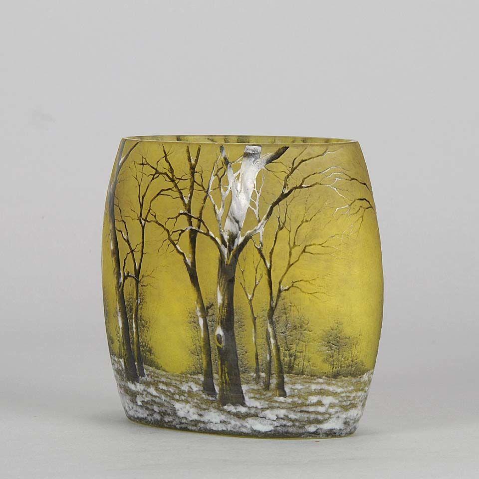 Art Nouveau Cameo Glass Vase "Winter Pillow" by Daum Frères
