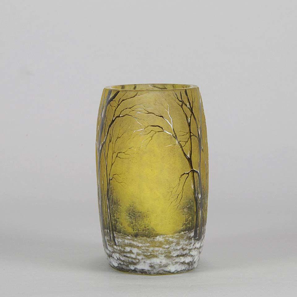 Art Nouveau Cameo Glass Vase "Winter Pillow" by Daum Frères