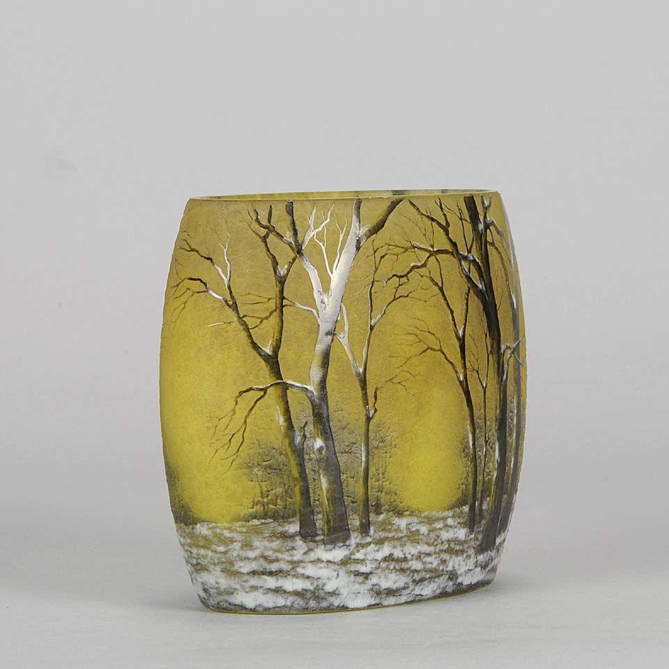 Art Nouveau Cameo Glass Vase "Winter Pillow" by Daum Frères