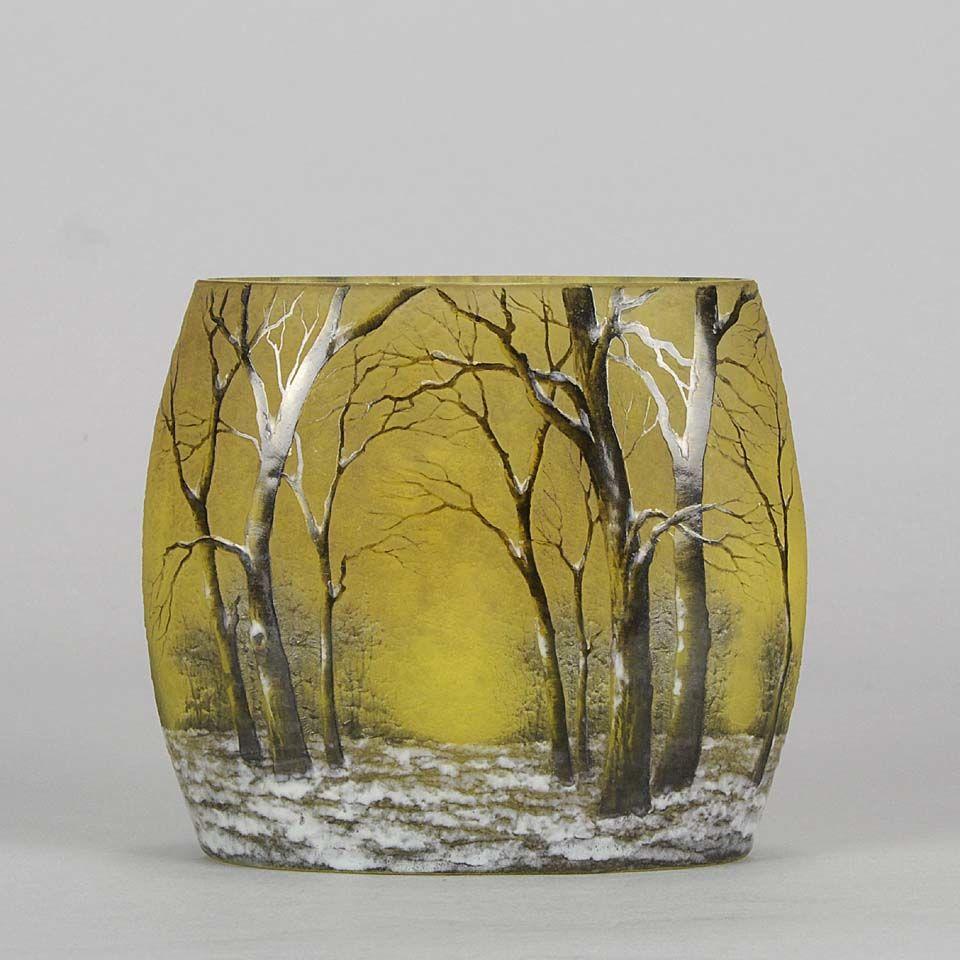 Art Nouveau Cameo Glass Vase "Winter Pillow" by Daum Frères