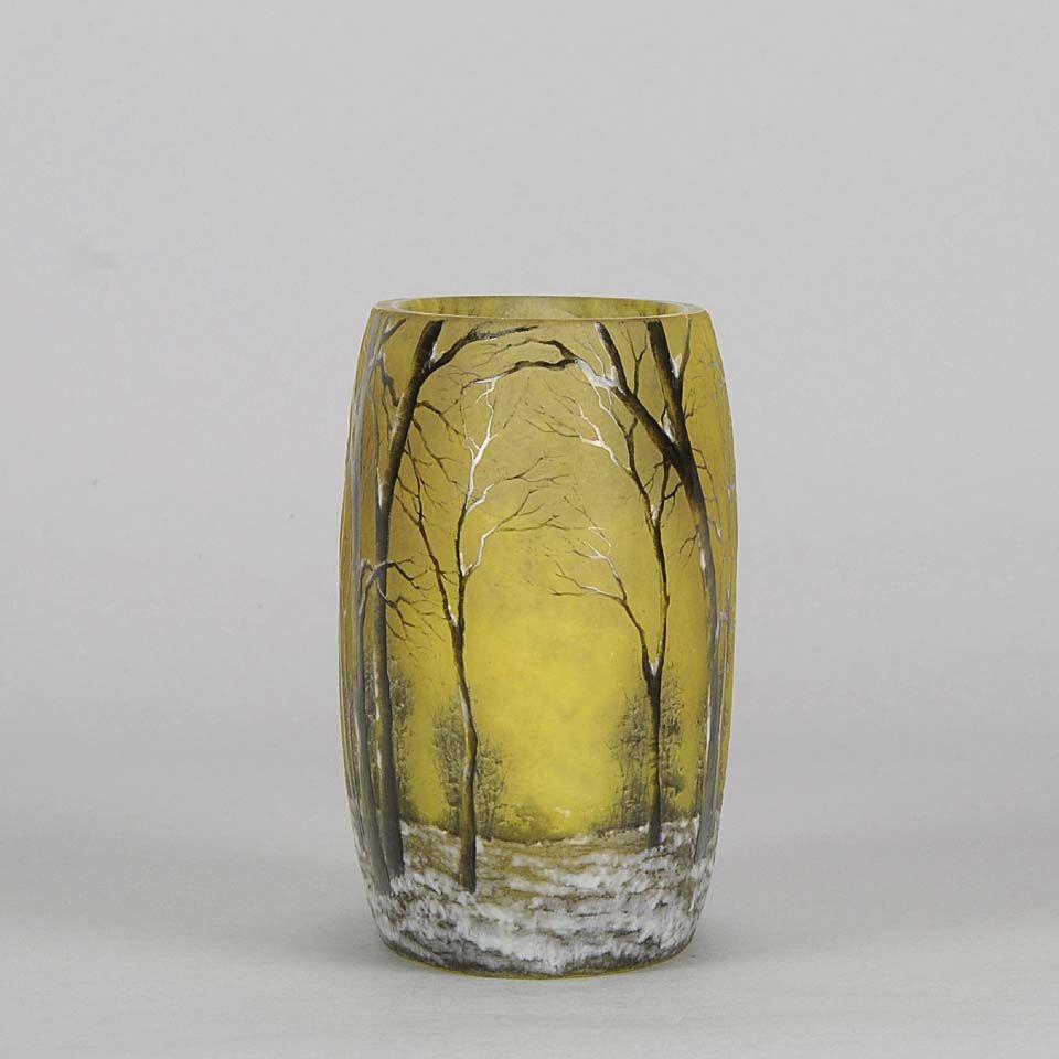 Art Nouveau Cameo Glass Vase "Winter Pillow" by Daum Frères