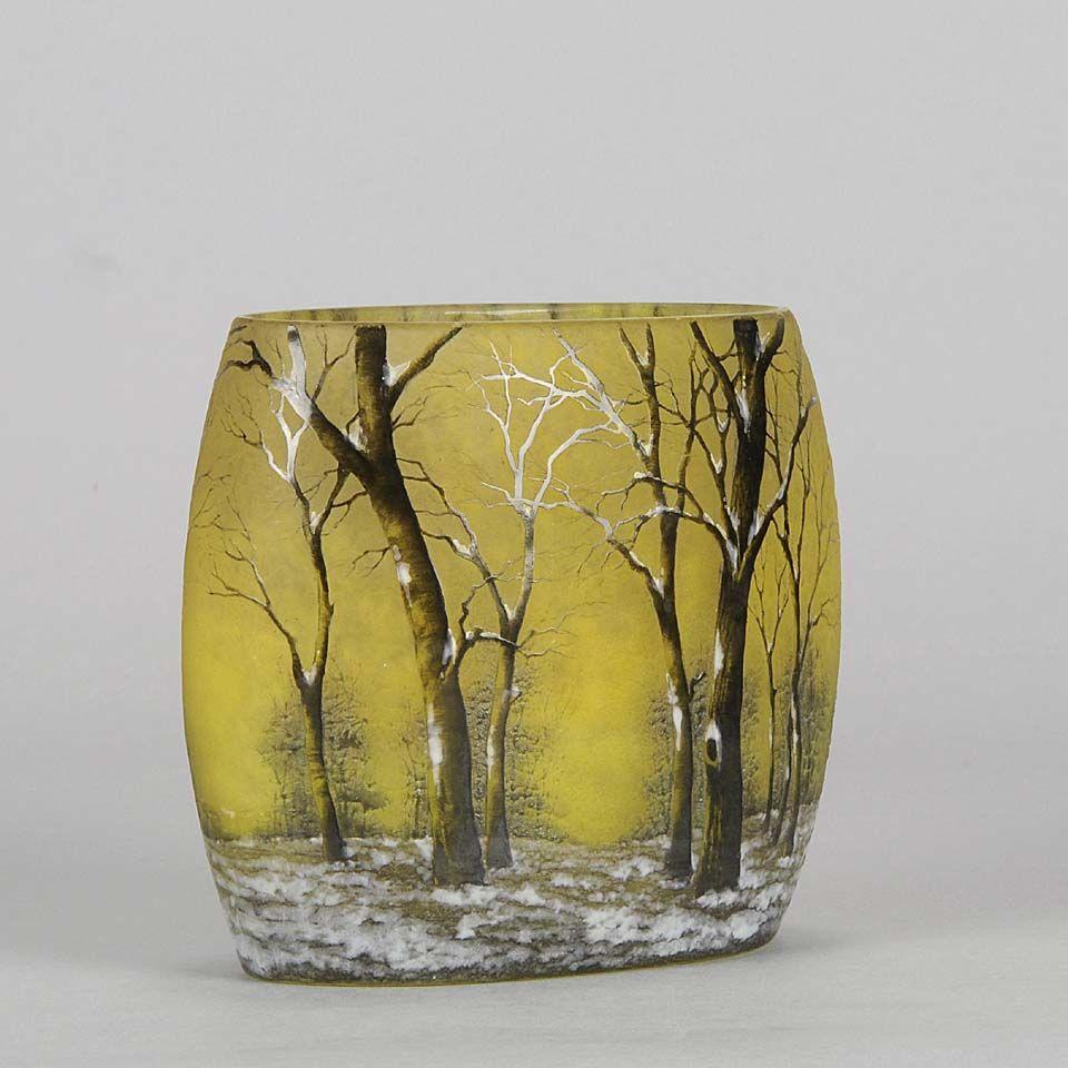 Art Nouveau Cameo Glass Vase "Winter Pillow" by Daum Frères