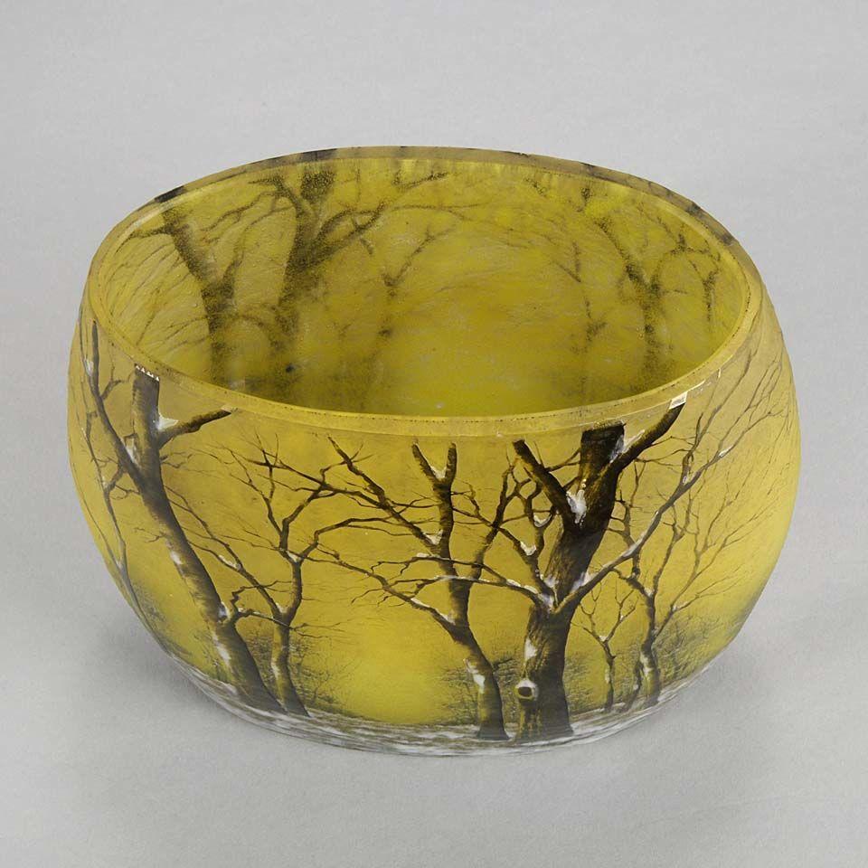 Art Nouveau Cameo Glass Vase "Winter Pillow" by Daum Frères