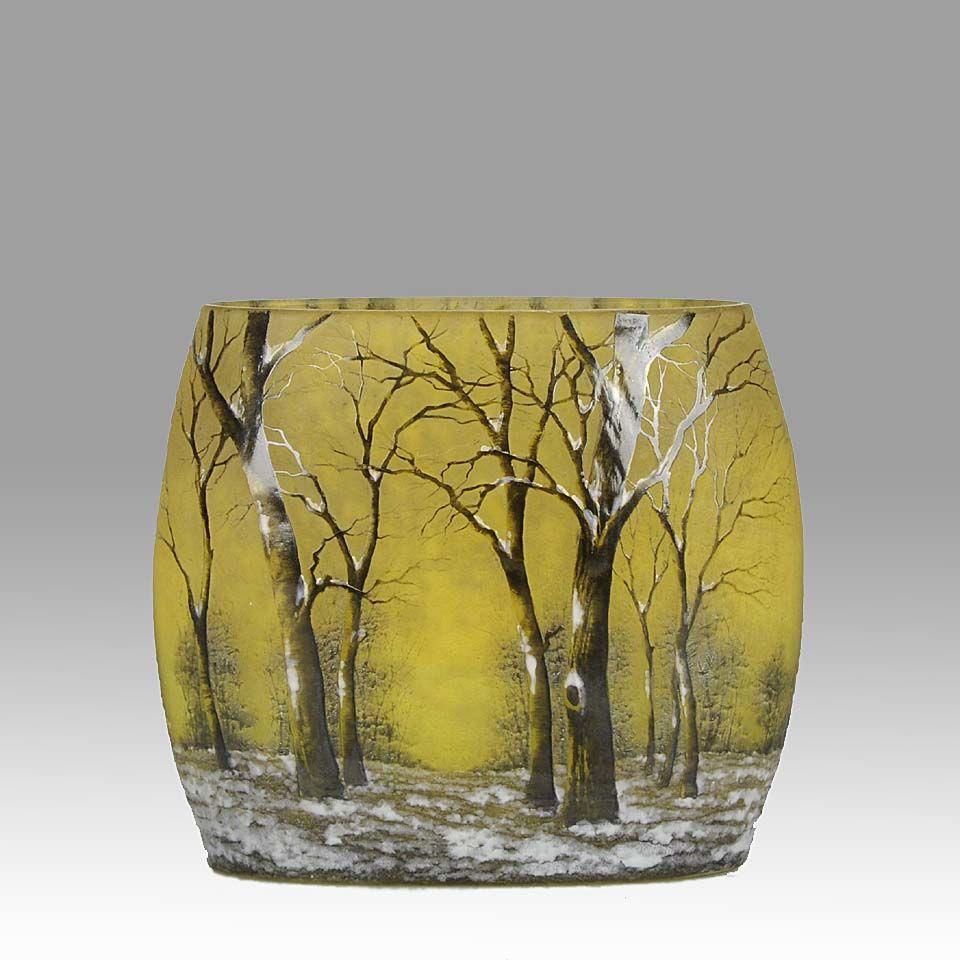 Art Nouveau Cameo Glass Vase "Winter Pillow" by Daum Frères