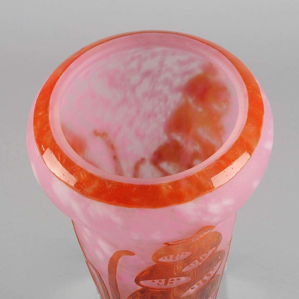 French Art Deco Cameo Glass "Digitale" Vase by Le Verre Français