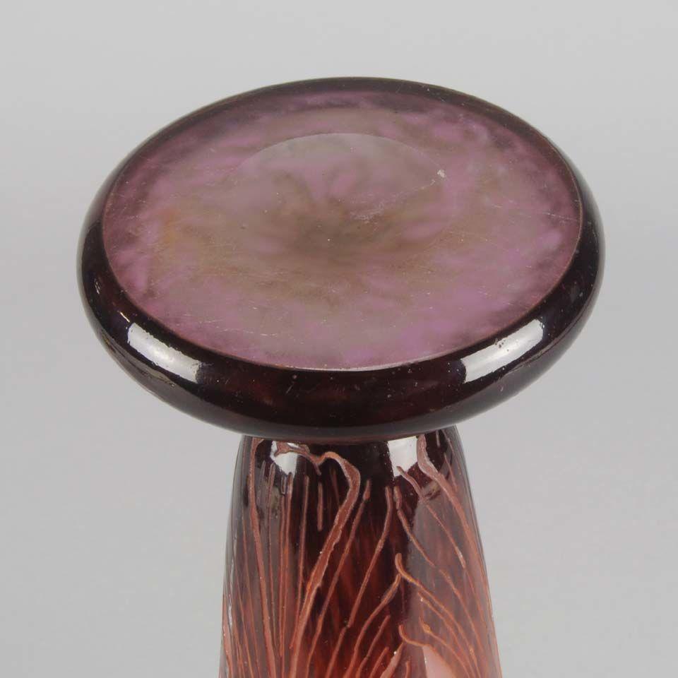 French Art Deco Cameo Glass "Digitale" Vase by Le Verre Français