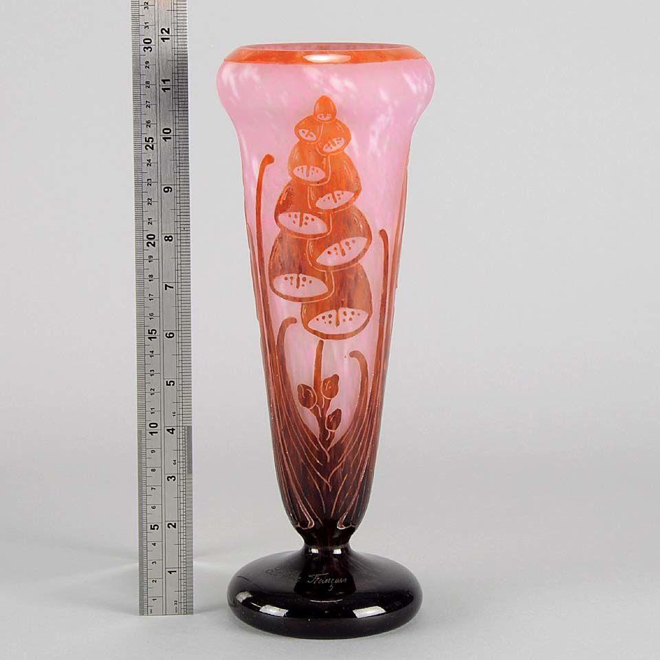 French Art Deco Cameo Glass "Digitale" Vase by Le Verre Français