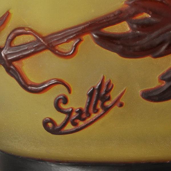 Art Nouveau French Soufflé Vase "Clematis" by Emile Gallé