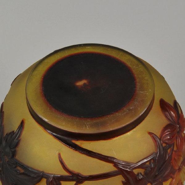 Art Nouveau French Soufflé Vase "Clematis" by Emile Gallé