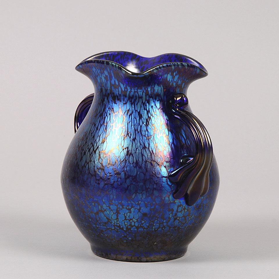 Art Nouveau Iridescent Glass " Blue Papillon" Vase by Johann Loetz