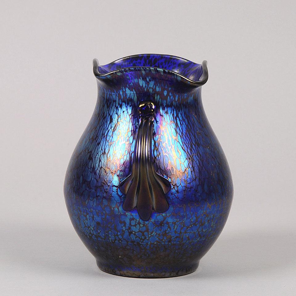 Art Nouveau Iridescent Glass " Blue Papillon" Vase by Johann Loetz
