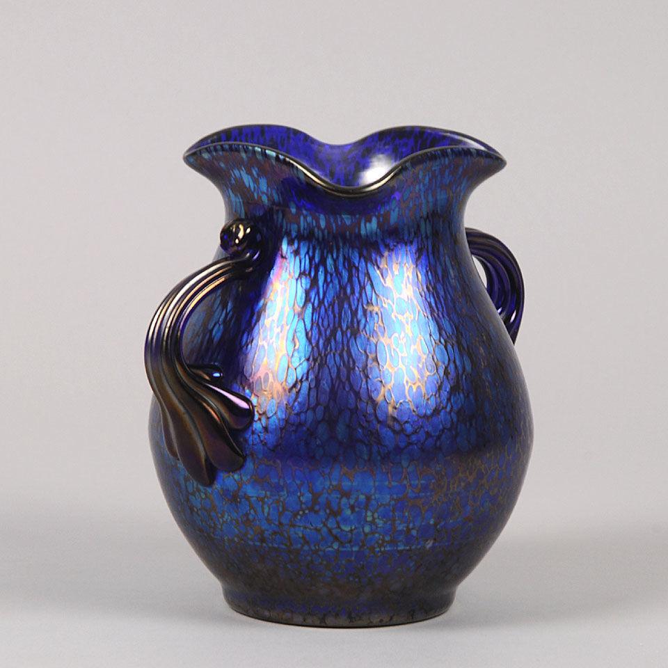 Art Nouveau Iridescent Glass " Blue Papillon" Vase by Johann Loetz
