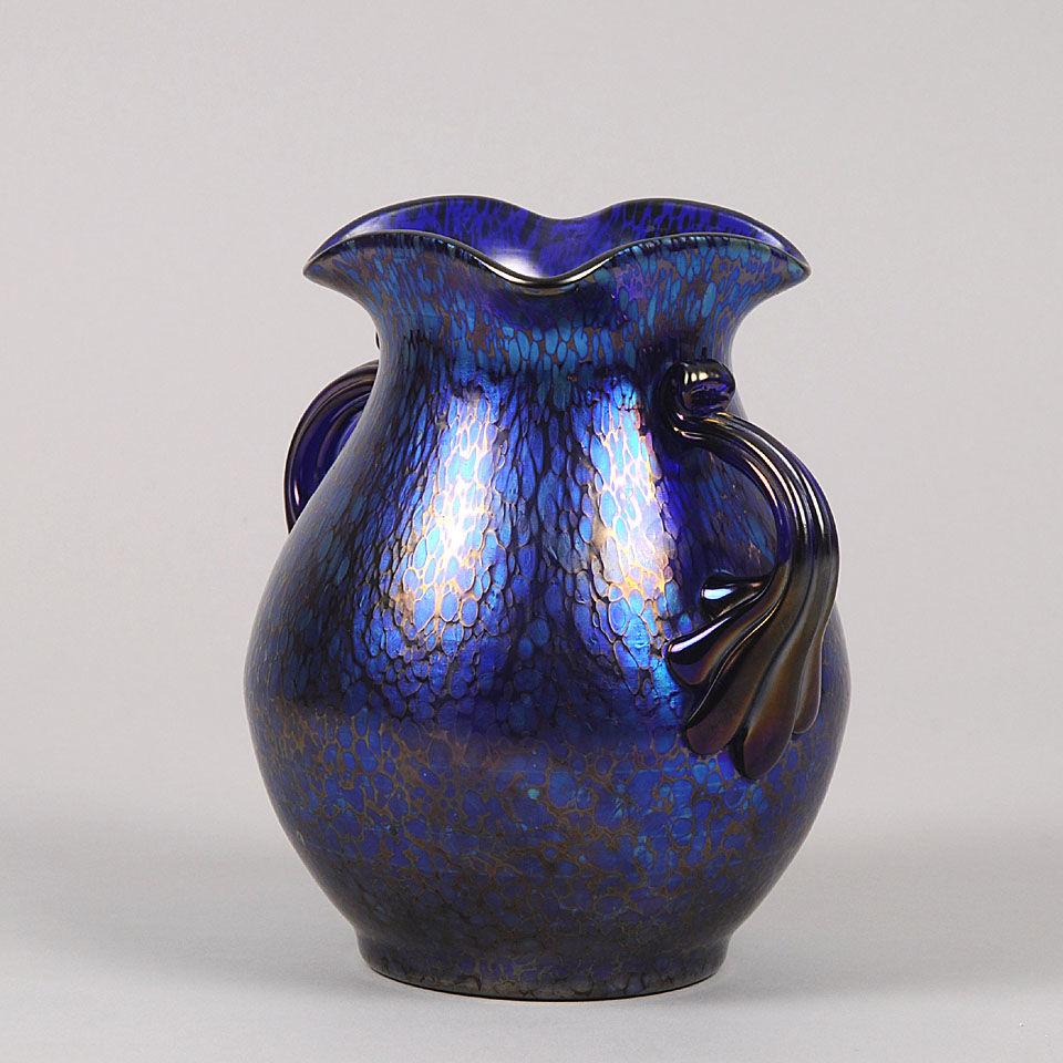 Art Nouveau Iridescent Glass " Blue Papillon" Vase by Johann Loetz