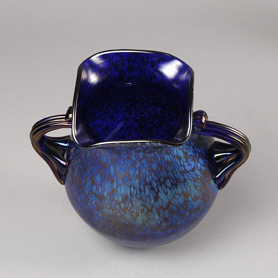 Art Nouveau Iridescent Glass " Blue Papillon" Vase by Johann Loetz