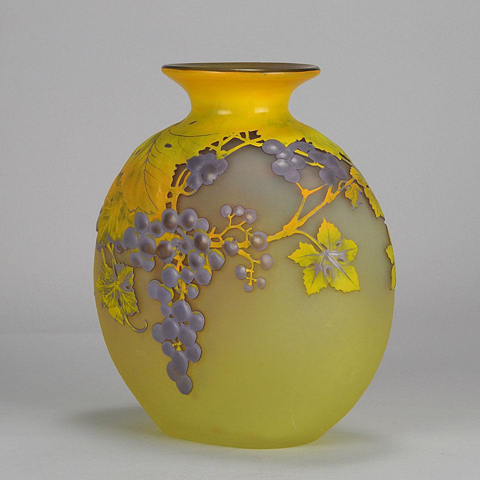 Art Nouveau French Soufflé Vase "Raisins" by Emile Gallé