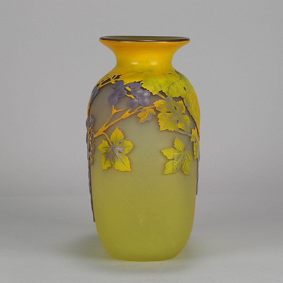 Art Nouveau French Soufflé Vase "Raisins" by Emile Gallé