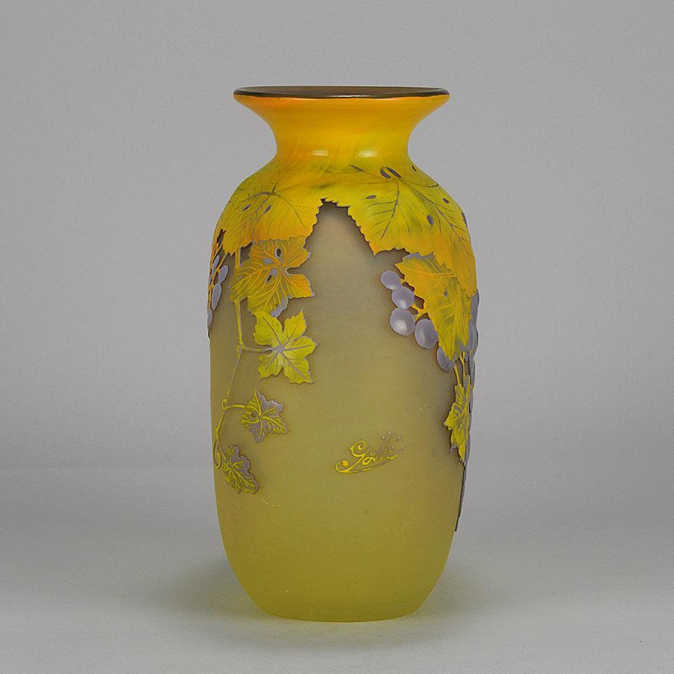 Art Nouveau French Soufflé Vase "Raisins" by Emile Gallé