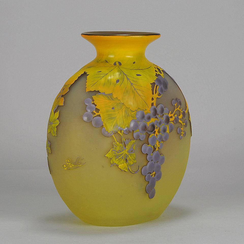 Art Nouveau French Soufflé Vase "Raisins" by Emile Gallé