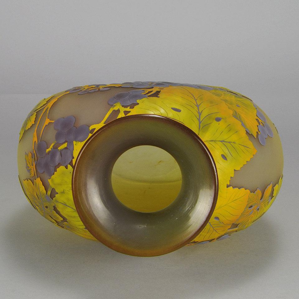 Art Nouveau French Soufflé Vase "Raisins" by Emile Gallé
