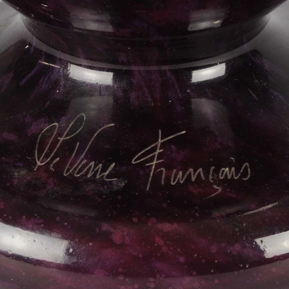 Art Deco Cameo Glass Vase "Dahlia" Vase by Le Verre Francais